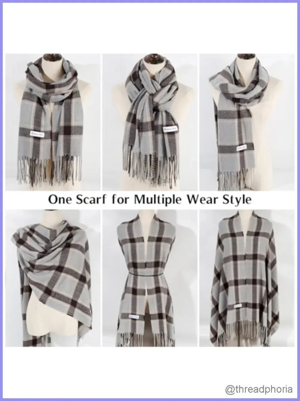 Faux Cashmere Oversized Plaid Winter Scarf Shawl Wrap